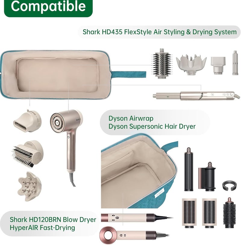 KarSyon Shark Flex Style Case for Dyson Airwrap Hair Dryer Brush Revlon Hair Tools Travel Bag Carrying Case Flat Curling Iron Organizer (Teal Blue) - Image 4